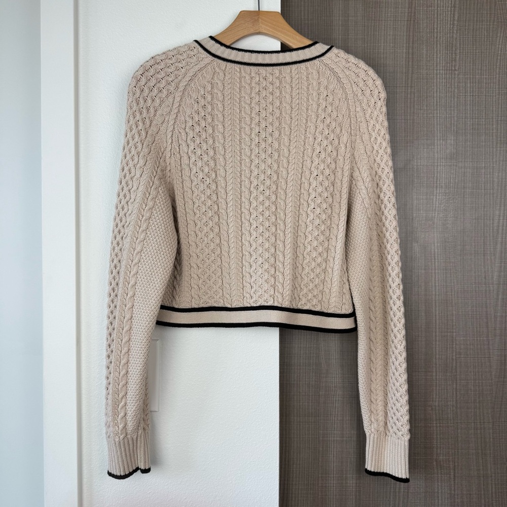 J. Crew Tan Cropped Cable Knit Sweater Lady Jacket Cardigan - Picture 8 of 13